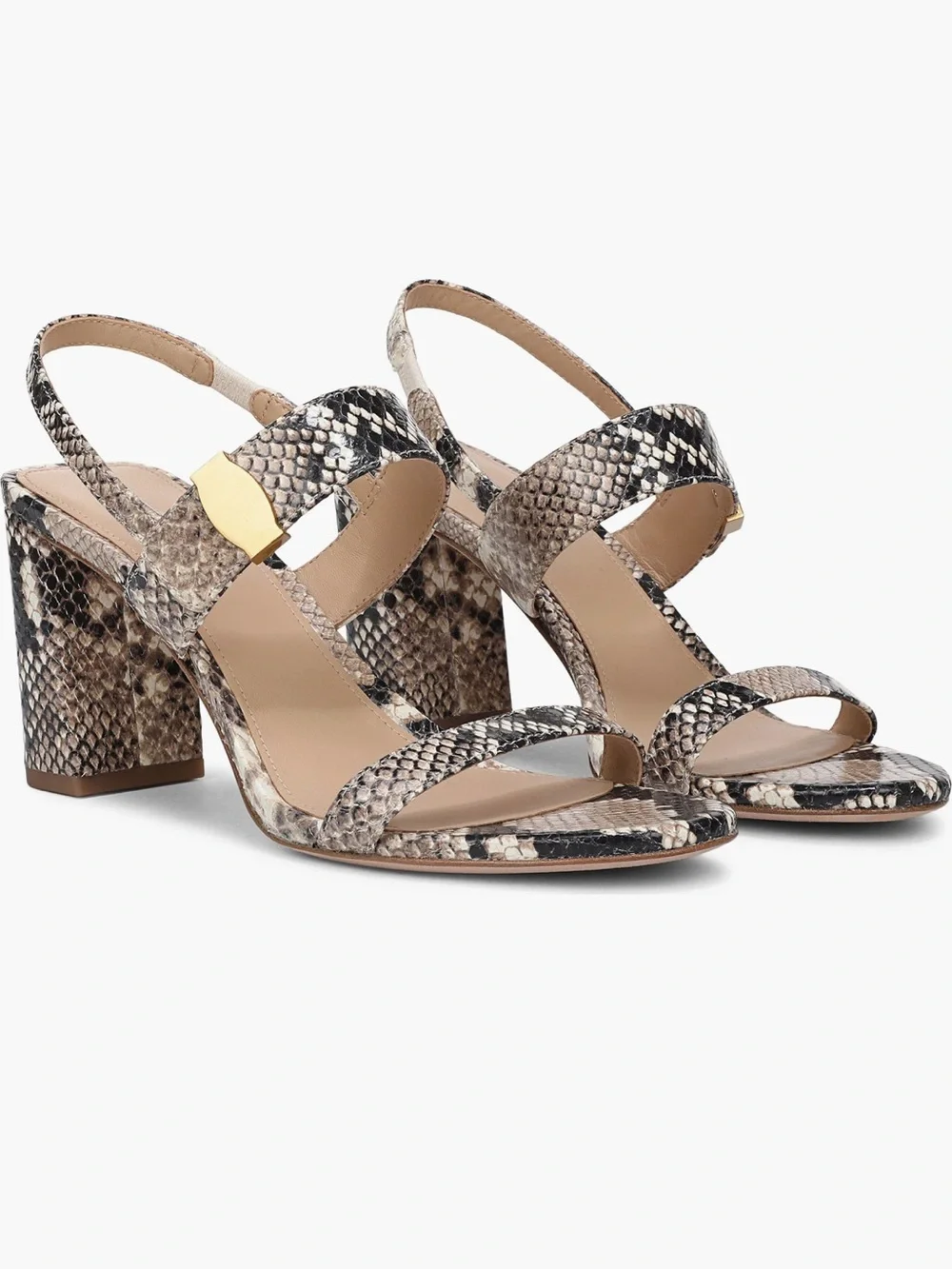 NIB Veronica Beard Genetta Slingback Snake-Print Block Heel